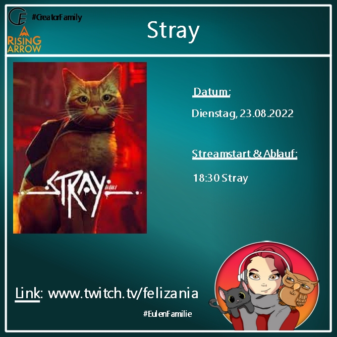 Felizania1's tweet photo. #Stray #firsttime
Ich freu mich drauf
Es geht JETZT los (nach etwas #JustChatting)
Kommt ran
➡️https://t.co/JFJrzZ70oT
#EulenFamilie #CreatorFamily #RisingArrows #GermanMediaRT #twitch #twitchDE #HOLYSquad https://t.co/rd4BNJIvFw