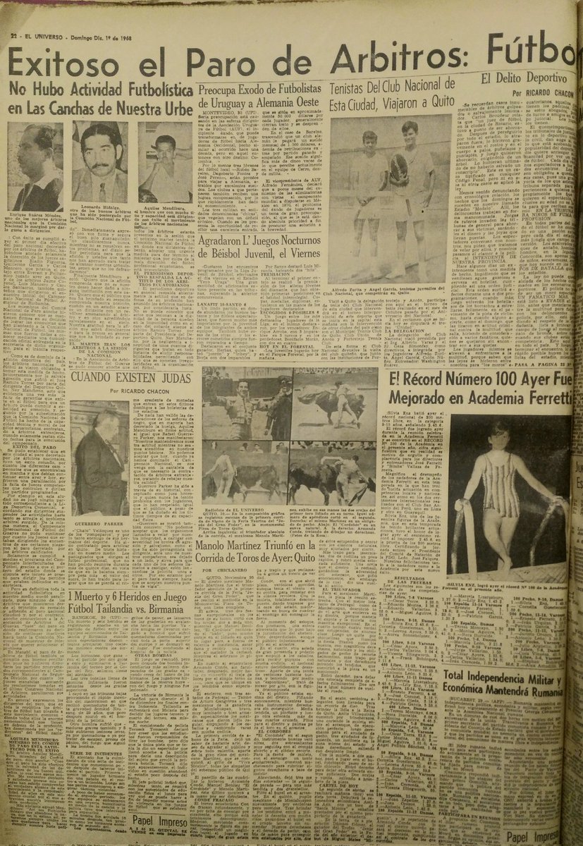 AntonioUbilla1's tweet photo. Diciembre 1968, también hubo paro de árbitros por sufrir agresión en Quito, en aquella ocasión por un dirigente que fue después severamente sancionado por Comisión Nacional de Fútbol #Parodearbitros https://t.co/pdy5yEQ2Ip