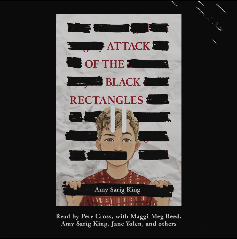 AS_King's tweet photo. You guys. I just listened to the Attack of the Black Rectangles audiobook and—It. Is. Phenomenal. @ThePeteCross read Mac the way I hear him in my head. And @JaneYolen’s cameo had me bawling. 
@Scholastic Audio knocked it out of the park. #audiobook #freadom https://t.co/8RHqtKfvU9