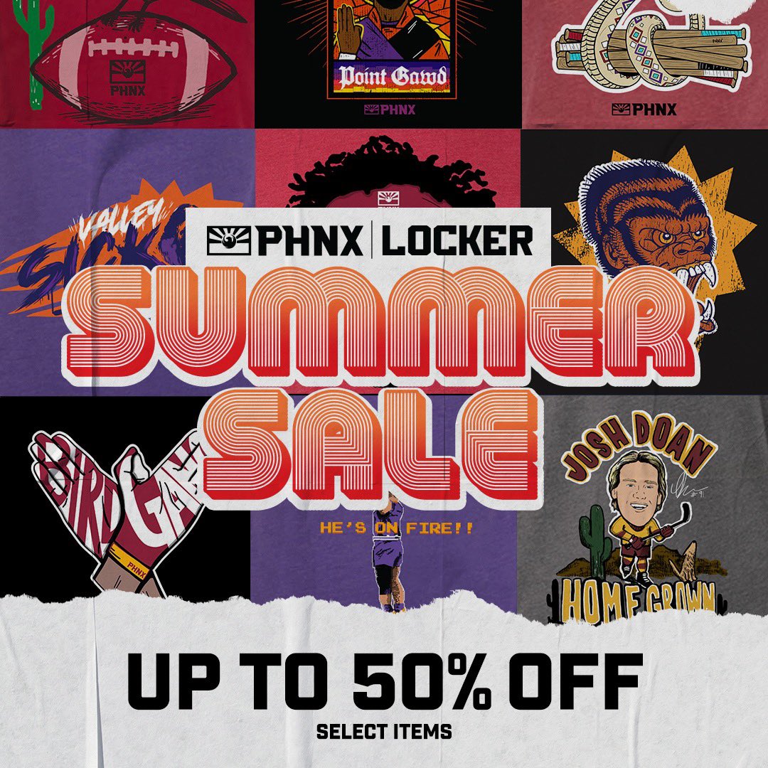 ‼️PHNX SUMMER SALE‼️

Stock up on Arizona sports gear at CRAZY LOW prices from the PHNX Locker! 

UP TO 50% OFF! 😱 Don't miss out!

➡️ BUY HERE: phnxlocker.com ⬅️