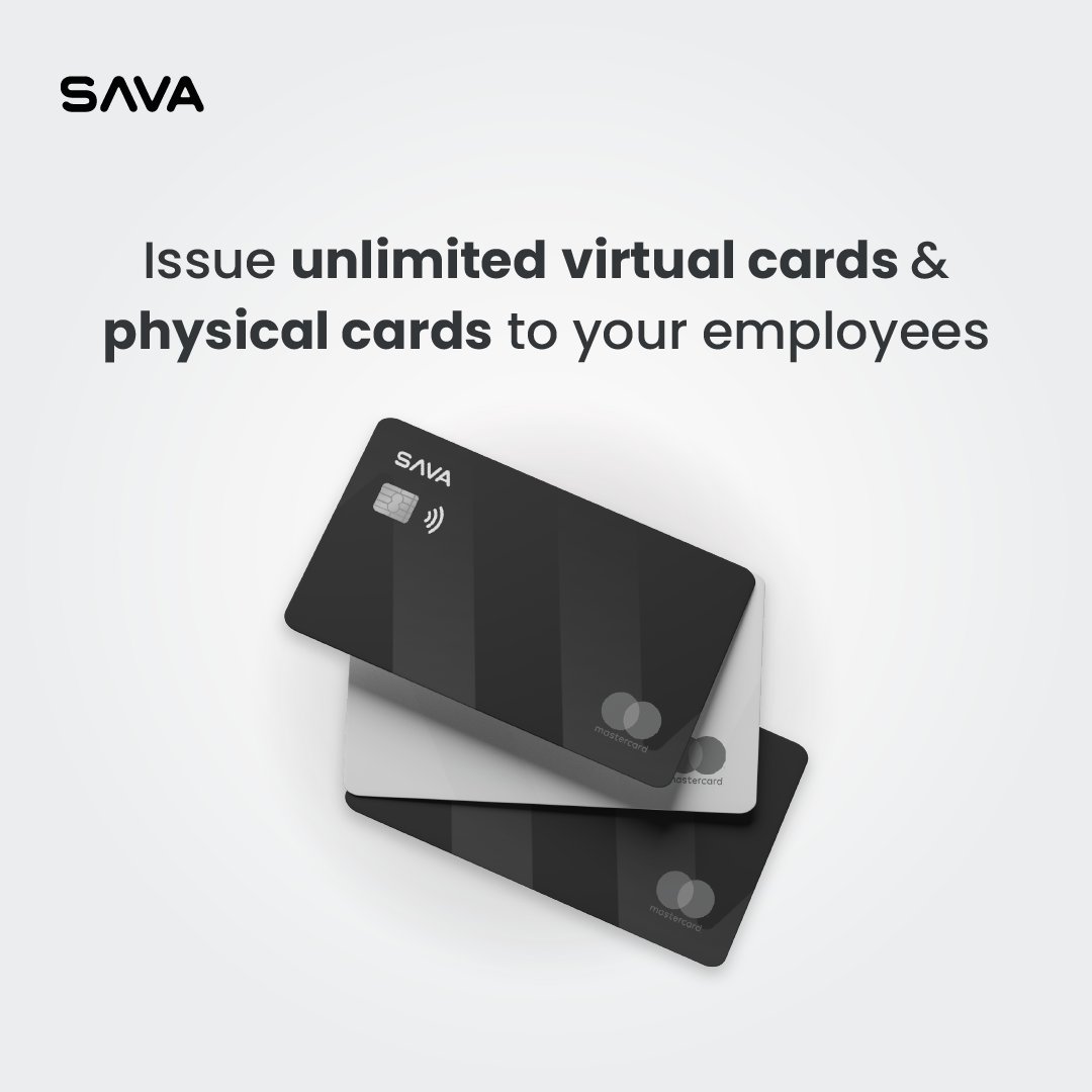 savabusiness's tweet photo. Sava offers you unlimited virtual corporate cards💳

Benefits of these?
- Each employee gets their own (bid farewell to card sharing),
- You get to set team/department budgets (no more overspending). 

Embrace faster, hassle-free purchasing, https://t.co/d2pWWnG1ha