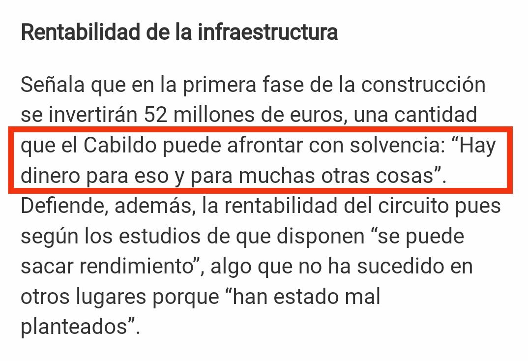 DavidCarballoTF's tweet photo. Se coge antes a un mentiroso que a un cojo. Para gastar 50 millones para el #CircuitoMotor, dijo que "hay dinero para eso y para muchas otras cosas". Para transporte público gratuito dice que no hay fondos suficientes y que se quitaría de ayudas sociales. ¿Quién es el demagogo?🧐 https://t.co/BWYzUA4NJr