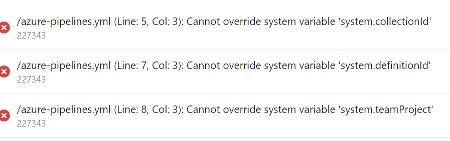 _AllThingsTech_'s tweet photo. @tamstar1234 Hey @tamstar1234 . I have a Azure classic CI pipeline which I'm trying to migrate into YAML pipeline. I have the following variables, however I get this error. Any help would be great :). https://t.co/Hm1fnfv0Ke
