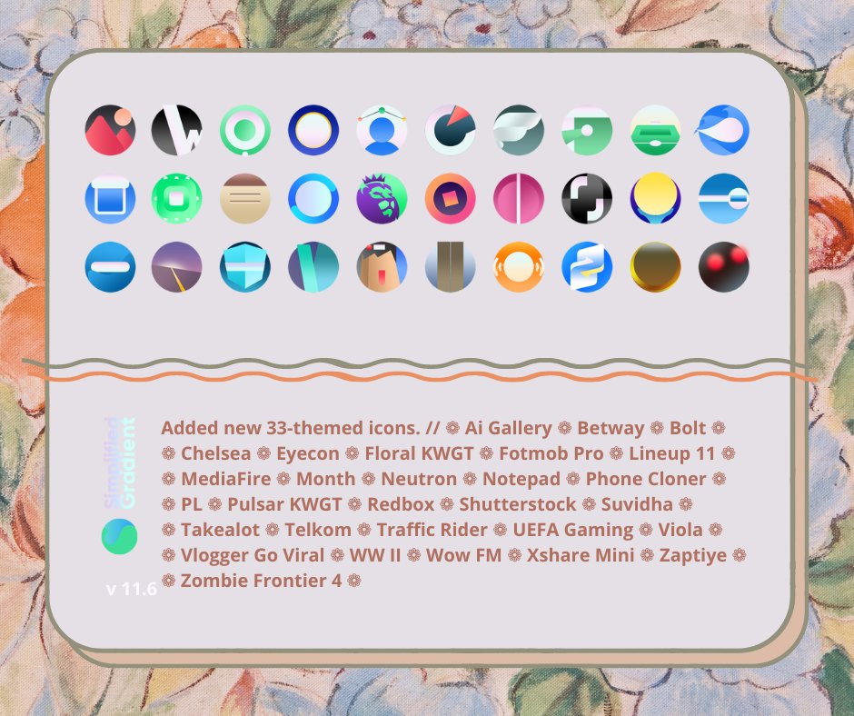 etden's tweet photo. Simplified Gradient Icon v11.6 is live on the Play Store.
Get or update: https://t.co/guortggWyn
#icon #gradient
#simplified #android
#iconpack #customiz https://t.co/haAsASJGK3