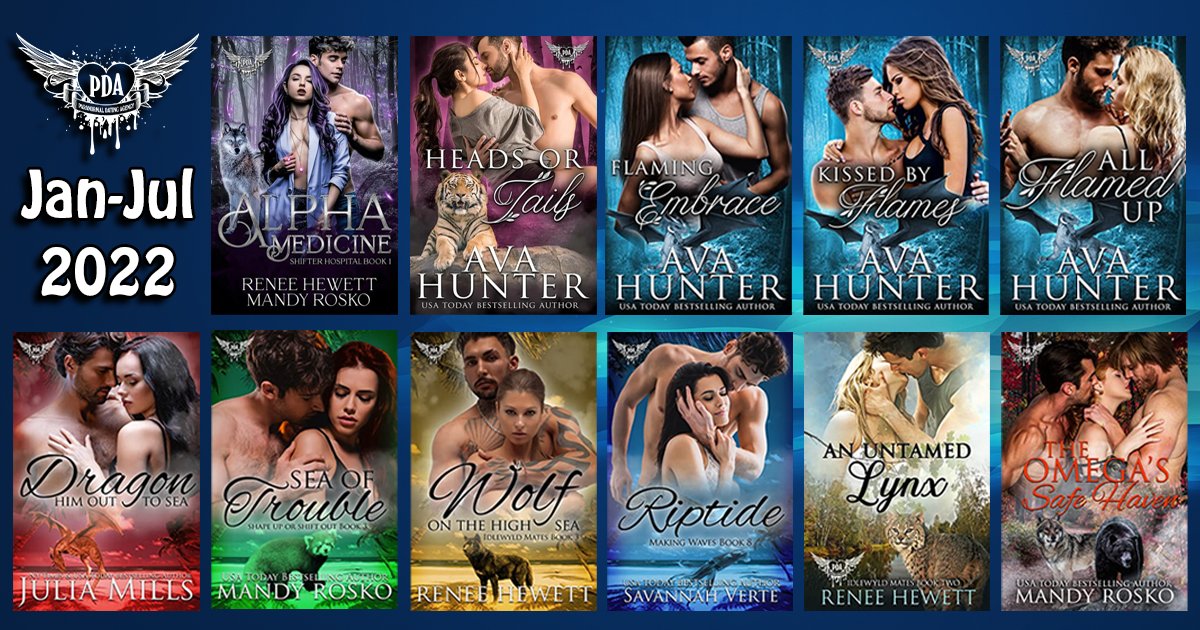 MTWorldsPress's tweet photo. Have you caught all of the MT World PDA world books released from January to July this year?

Alpha Medicine by Renee Hewett &amp; Mandy Rosko
Heads or Tails by Ava Hunter
Flaming Embrace by Ava Hunter
Kissed by Flames by Ava Hunter
All Flamed Up by Ava Hunter https://t.co/8k8l5LTPH5