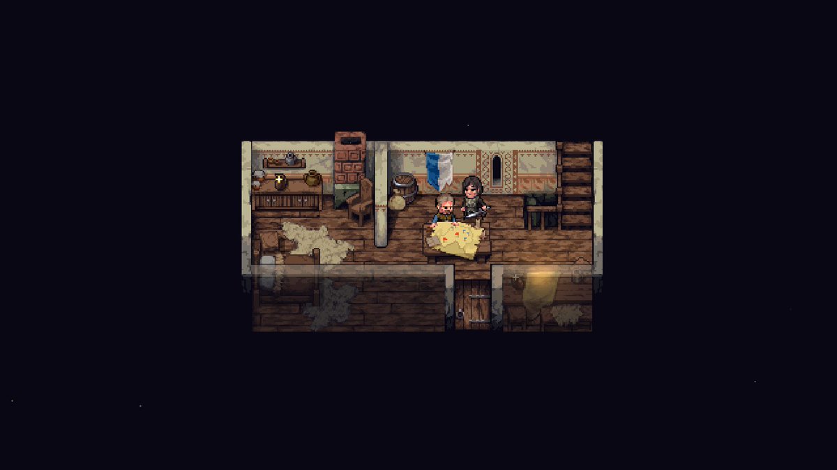 Stoneshard's tweet photo. Forgotten Lore update - Elder's House and the Mannshire War Room, old vs renovated 🎨
#medieval #pixelart #gamedev #indiedev #indiegame #ドット絵 #像素艺术 #픽셀아트 https://t.co/KNQlCLTDEN