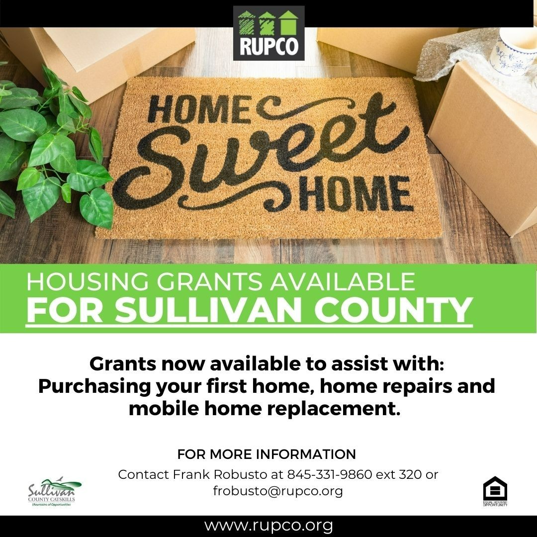 OCRDAC's tweet photo. #RUPCO has #funding available to assist #income eligible #first-timehomebuyers, #homeowners and #manufactured #homeowners in #SullivanCounty!  A RUPCO counselor can assist navigating the grant process. Questions? Give us a call (845) 331-9860 or visit https://t.co/aDkoJg1OgM https://t.co/7CIwtmQDiH