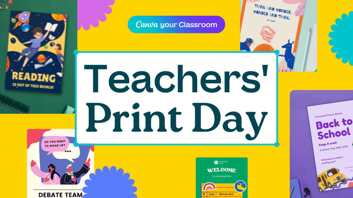 Canva Print Day - 300 eligible K-12 Canva for Education teachers in each school district in the U.S. can access a $25 poster print voucher to print classroom posters, while supplies last. bit.ly/teachersprintd…