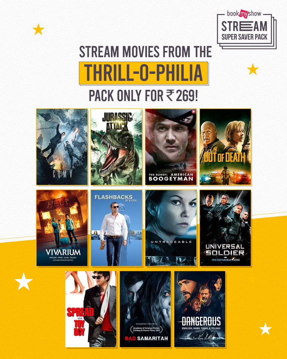 BmsStream's tweet photo. Stream #OutOfDeath and other super thrillers for a real adrenaline rush. #Thrillophilia #Supersaverpack
Stream Out of Death on #BookMyShowStream now👇🏼
https://t.co/rtRDBAGDKr
.
.
.
.
#BruceWills #LalaKent #ThrillerMovie #WhatToWatch #Streaming #HollywoodMovies #WatchNow #ForYou https://t.co/aBp4SlpTRb