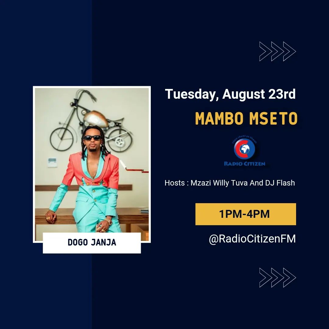 mzaziwillytuva's tweet photo. On #MsetoHipHopTuesday today unapata mistari yenye busara toka kwa RHYME TK huku tukipiga story na DOGO JANJA kwenye #Mseto255 na MAUKI 26 | Hits ni za Hip Hop mwanzo mwisho!! Tune in 1pm-4pm @RadioCitizenFM https://t.co/5vI3A6ETdI