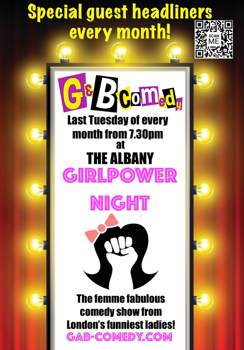 GABcomedy's tweet photo. Next Tuesday at @TheAlbany is our monthly Girlpower Night. Your MC is the wonderful Barbara Fernandez (@barbarasvoices) who'll be bringing you an incredible line-up of femme fabulous comedy.
#comedy #standup #standupcomedy #Girlpower #GirlpowerComedy #GirlpowerNight #TheAlbany https://t.co/OjyC2FB42z