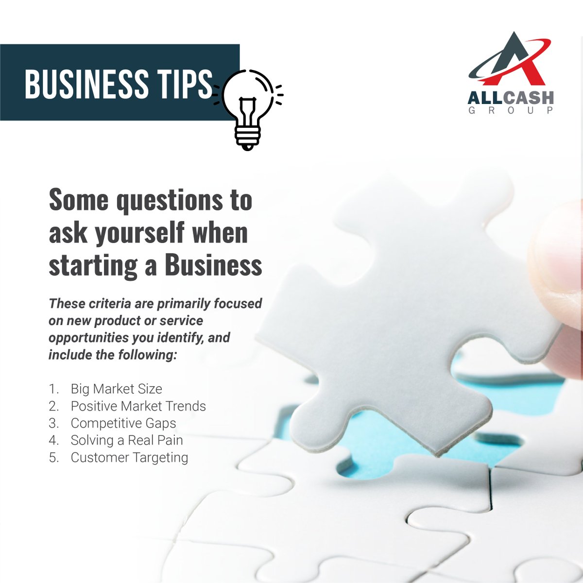 AllCashTech's tweet photo. QUESTIONS WHEN STARTING A BUSINESS
How big is the market for your new product?
Do you think the market is growing or shrinking for your product? What is the satisfaction level customers have with competitors' products? Is your solution a "nice to have" or a "need to have"? https://t.co/Jw1VBVQvhX