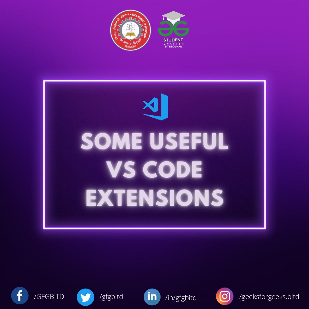 gfgbitd's tweet photo. Hey Geeks 😃
Here are some useful VS Code Extension which will help you to do your work efficiently.
😯😯 Try Now  #geeks #GeeksforGeeks #GlazersOut #Vscodes #preetier @gfgbitd @geeksforgeeks @googlechrome @ChromiumDev @googledevs #100DaysOfCode #Nodejs #javascript https://t.co/bCgtpADj0T