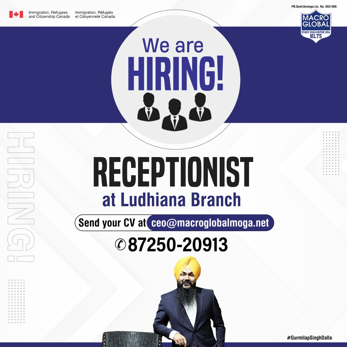 gurmilap27's tweet image. Hiring is open for the position of Receptionist at our Ludhiana Branch!
🔹 576, Model Town, Opp. Passport Office, Ludhiana

Send your CV at ceo@macroglobalmoga.net
Or
Call: 📲 87250-20913

#MacroGlobal #Hiring #JobOptions #Vacancy #HiringOpen #Receptionist #JobsInLudhiana