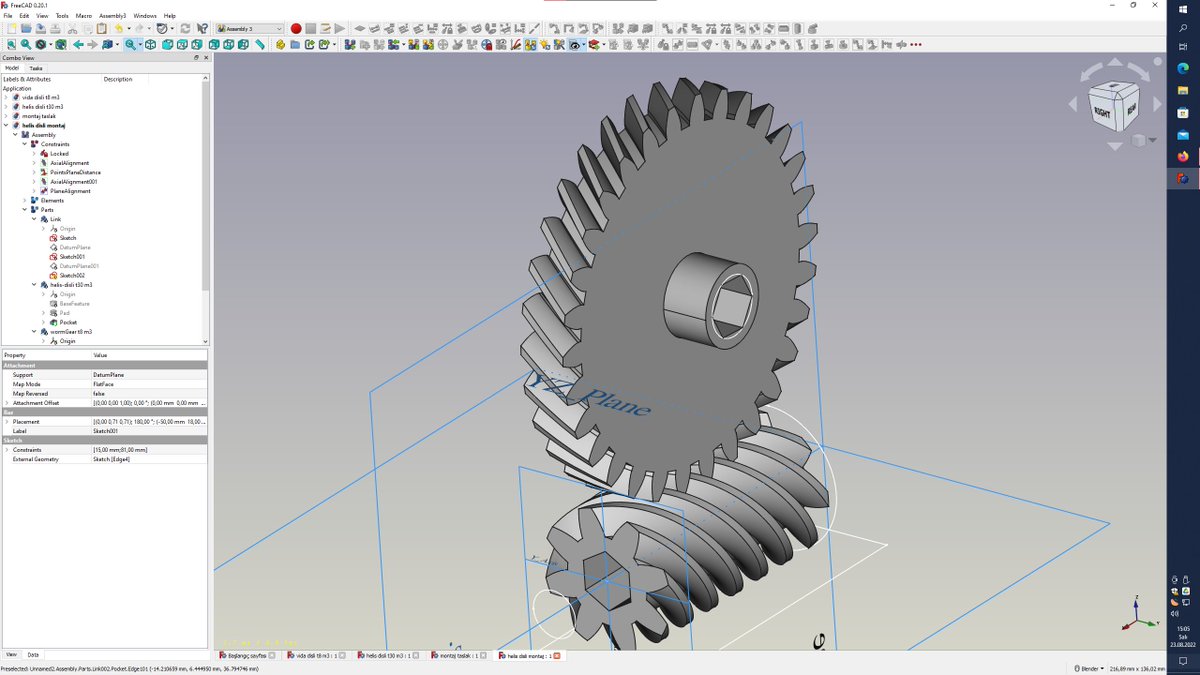 FreeCAD (+ CAM & FEM) on Twitter "RT tc_ulgen worm gear set for