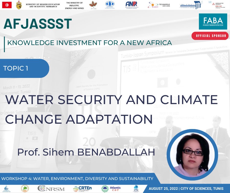 afjassst's tweet photo. 📶 STAY TUNED ‼️‼️‼️

✅  Technical Sessions program
➡️ Workshop 4: Water, Environment, Diversity and Sustainability
🗓 Thursday, August 25, 2022 ⏰ 14h30-16h30
🎯 Auditorium Khawarizmi, City of Sciences, Tunis 🇹🇳🇹🇳 https://t.co/u6vJqqbRrN