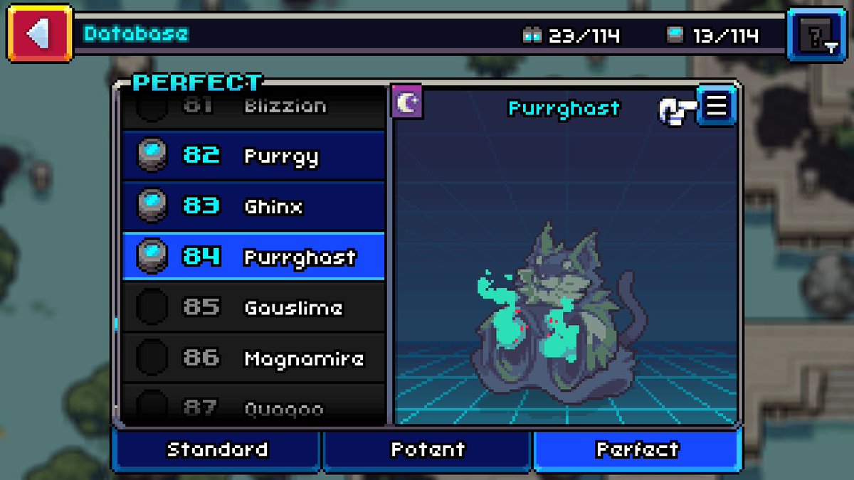 Strixite's tweet photo. Living Perfect Purrgy family complete in @CoromonTheGame

It was a really quick hunt looking for 3 Potent 20 Purrgy 😄

✨ 👻 🐱 

#Coromon #PerfectCoromon
#PotentHunting #PerfectHunting #IndieGame #PixalArt #MonsterTaming #TRAGsoft #FreedomGames #NintendoSwitch https://t.co/uJqwgMdqOR