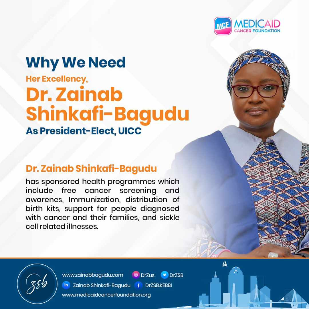 For increased #GlobalCancerResearch (equity), please support Dr. Zainab Shinkafi-Bagudu
<a href="/DrZSB/">Zainab Shinkafi-Bagudu</a> as <a href="/uicc/">Union for International #CancerControl</a> President-elect. 
She’s deeply rooted in increasing cancer awareness and promoting the adoption of preventive healthy lifestyle. 
#canceradvocate #cancercare #uicc
