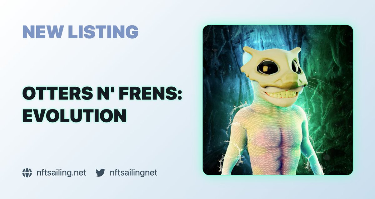 nftsailingnet's tweet photo. New listing: Otters n' Frens: Evolution

➡️ https://t.co/V69wjb00Ib

A collection of 1500 mutant otters coming on Solana. NFTs infecting the F2P/P2E gaming industry.

Public mint on August 25th.

@OttersNFrens #Solana #SolanaNFT #NFT #NFTdrop https://t.co/XePzwcwHmn