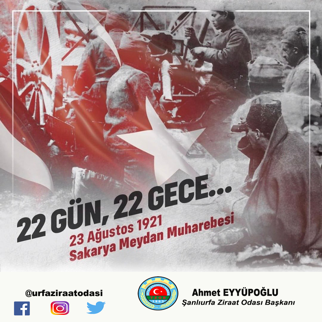 22 gün 22 gece süren ve aziz milletimizin zaferiyle sonuçlanan #SakaryaMeydanMuharebesi'nin 101’inci yıl dönümünde başta Gazi Mustafa Kemal Atatürk olmak üzere tüm şehit ve gazilerimizi minnetle ve rahmetle anıyorum.