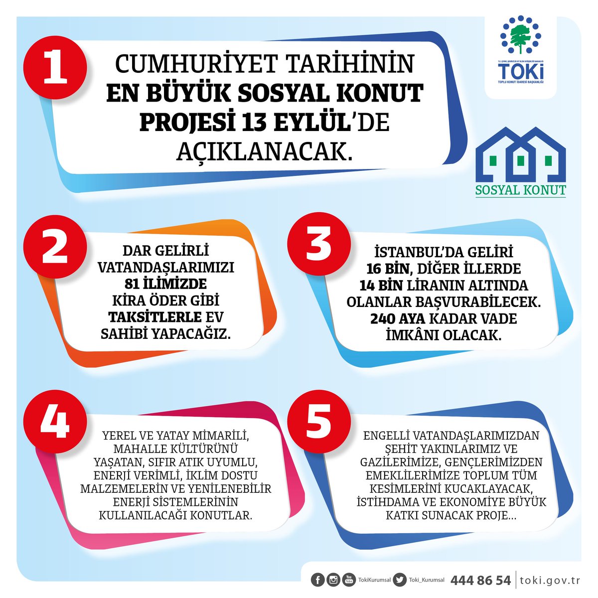🗓️ Cumhuriyet tarihimizin en büyük sosyal konut hamlesi Cumhurbaşkanımız Sayın <a href="/RTErdogan/">Recep Tayyip Erdoğan</a> tarafından 1️⃣3️⃣ Eylül'de açıklanacak.

🏡 Vatandaşlarımız 81 ilimizde kira öder gibi ev sahibi olacak.

<a href="/murat_kurum/">Murat KURUM</a> <a href="/csbgovtr/">T.C. Çevre, Şehircilik ve İklim Dğş. Bakanlığı</a>