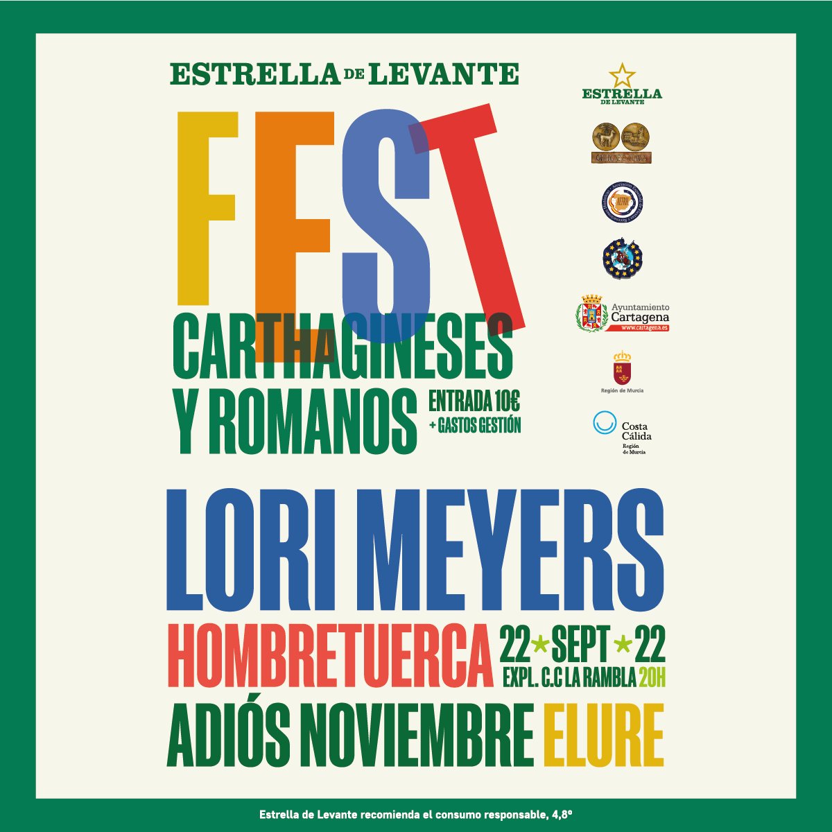 Estrella de Levante (@estrellalevante) on Twitter photo 📢 El concierto de Carthagineses y Romanos ya está aquí 🎶
El 22/9 en la explanada del CC La Rambla #Cartagena con <a href="/lorimeyersband/">Lori Meyers</a>, <a href="/HombreTuerca/">HombreTuerca</a>, <a href="/adiosnoviembre/">Adiós Noviembre</a> y <a href="/ElureBand/">Elure</a> ⭐💚🍻
#LaGranFiestadelMediterráneo #EstrellaDeLevante
🎟️compralaentrada.com/event/estrella… 📢 El concierto de Carthagineses y Romanos ya está aquí 🎶
El 22/9 en la explanada del CC La Rambla #Cartagena con <a href="/lorimeyersband/">Lori Meyers</a>, <a href="/HombreTuerca/">HombreTuerca</a>, <a href="/adiosnoviembre/">Adiós Noviembre</a> y <a href="/ElureBand/">Elure</a> ⭐💚🍻
#LaGranFiestadelMediterráneo #EstrellaDeLevante
🎟️compralaentrada.com/event/estrella…