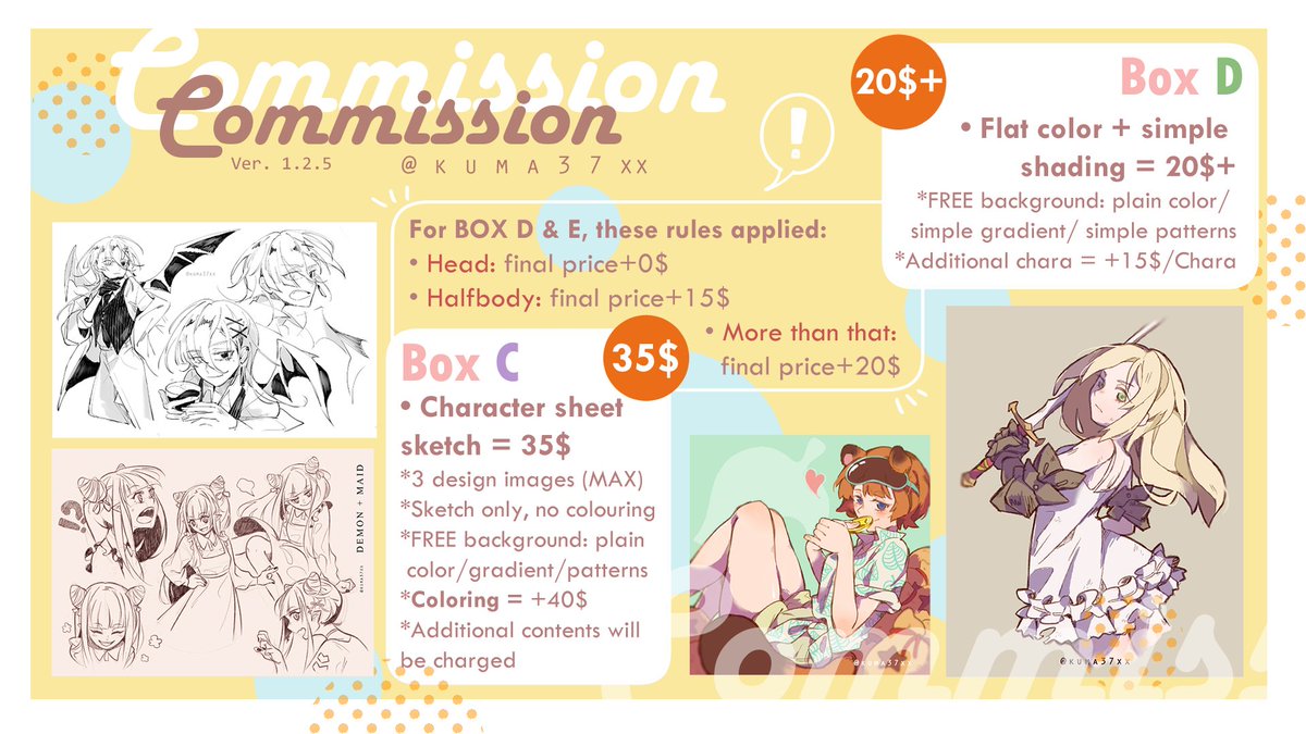 [ OPEN COMMISSION!! ] 🎨🖌️🎉🔸🔸
Hi~ I'm currently opening a comms, 4 vacant slots! Comment here / DM me if you're interested, feel free to ask/discuss it with me first ♪
#opencommissions #artcommissions
Like and RTs are really appreciated! Thank you~~
\ʕ *'∀`* ʔ/✨ 