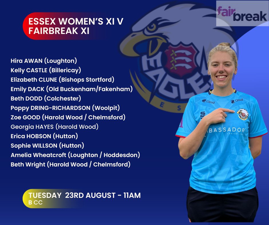 Today a Womens XI take on the <a href="/fairbreakglobal/">Fairbreak</a> XI.
Excited to be a part of their 2022 Summer Tour!