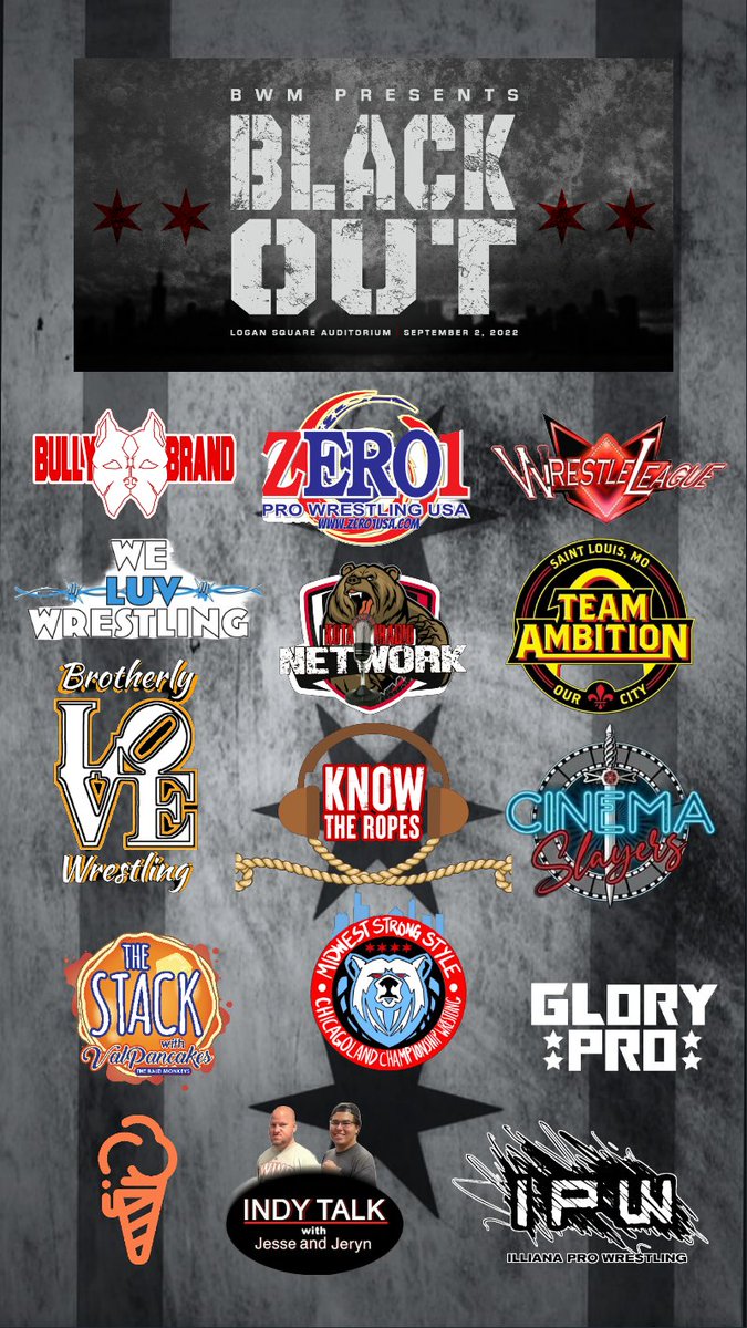 Only 10 days away from #BWMCHI. We have a bunch of amazing matches for you. None of them would be possible without our AMAZING sponsors. Thank you all for the support.

Tickets: Blackwrestlersmatter.bigcartel.com
