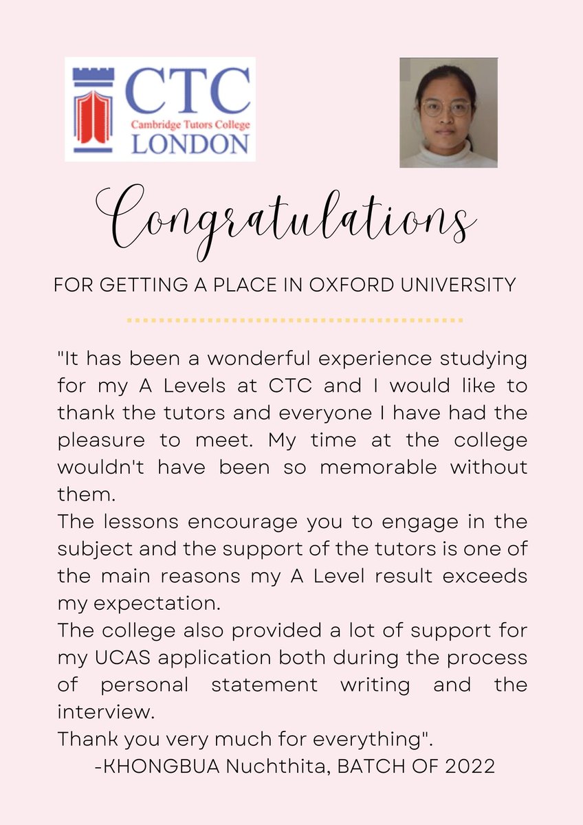 CTC_London's tweet photo. #CTC #ctclondon #cambridgetutorscollege #AlevelResults #Alevel #oxforduniversity https://t.co/xqJwlr9Z6h
