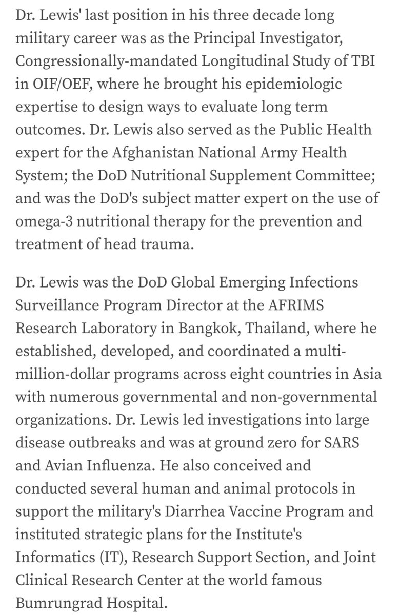 SuperRobotGX's tweet photo. $VXIT 

ADVISORY BOARD MEMBER DR. LEWIS 🩺

✅ Consultant to US Army &amp; Navy
✅ Brain care specialist
✅ Public Health Expert during Afghanistan War
✅ Worked ground zero for SARS and Bird Flu pandemics
✅ Multiple DoD programs

Are you getting it now? $VXIT way more than masks. https://t.co/xqr0bCNTF5