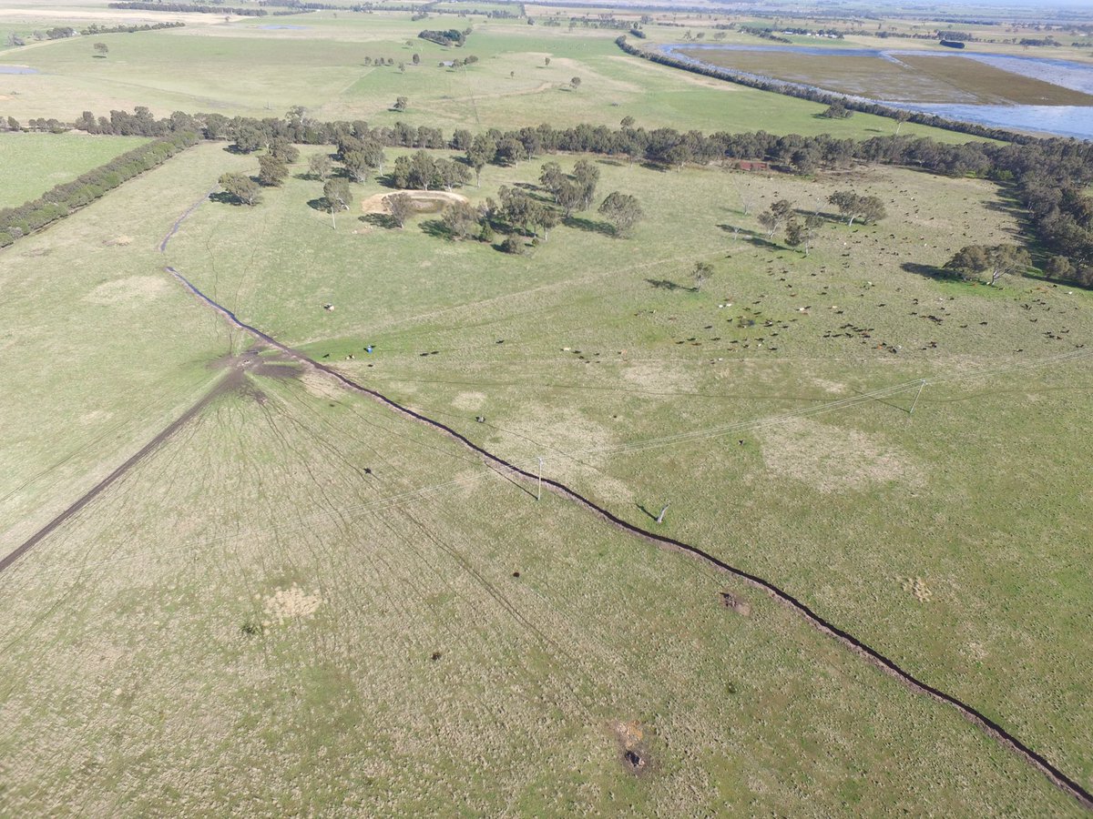 RuthRead13's tweet photo. Our new yellow toy with keen astute operator has formed a contour swale across a couple of paddocks. Pretty impressed with how it is slowing the flow and holding water higher in the landscape. https://t.co/7vS8pSQw7u