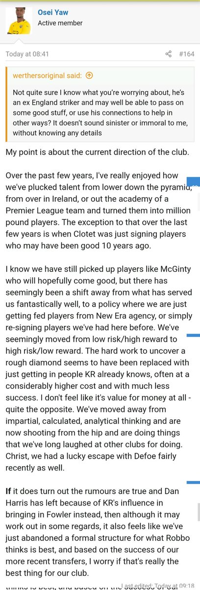 ManorUpthe's tweet photo. Another good post on YF. Karl Robinson has shifted from the club's successful transfer model and signed players unstrategically. So much money wasted and reduction in potential resale opportunities. #OUFC https://t.co/AQDcJgPYX5