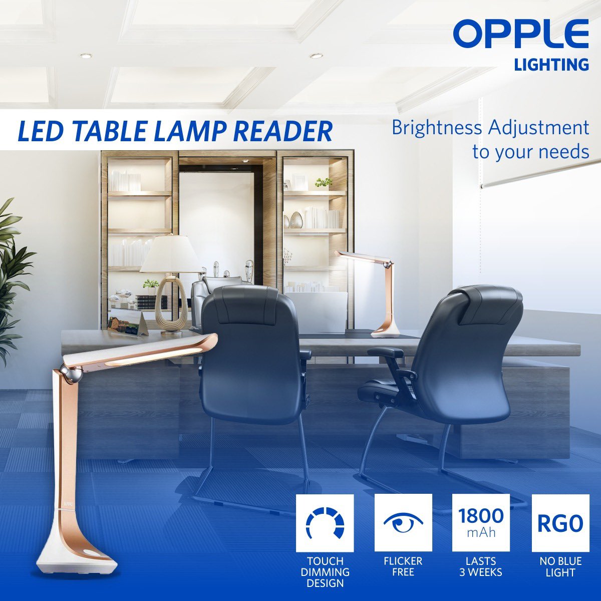 Oppleindia's tweet image. Our Reader LED Table Lamp is a unique &amp;amp; elegant foldable reading lamp. It offers smart touch controls for reading/surfing modes and brightness adjustment with chargeable battery backup, an ideal companion for your study or work desk! 

#TableLamp #ReadingLight #LedTableLamp
