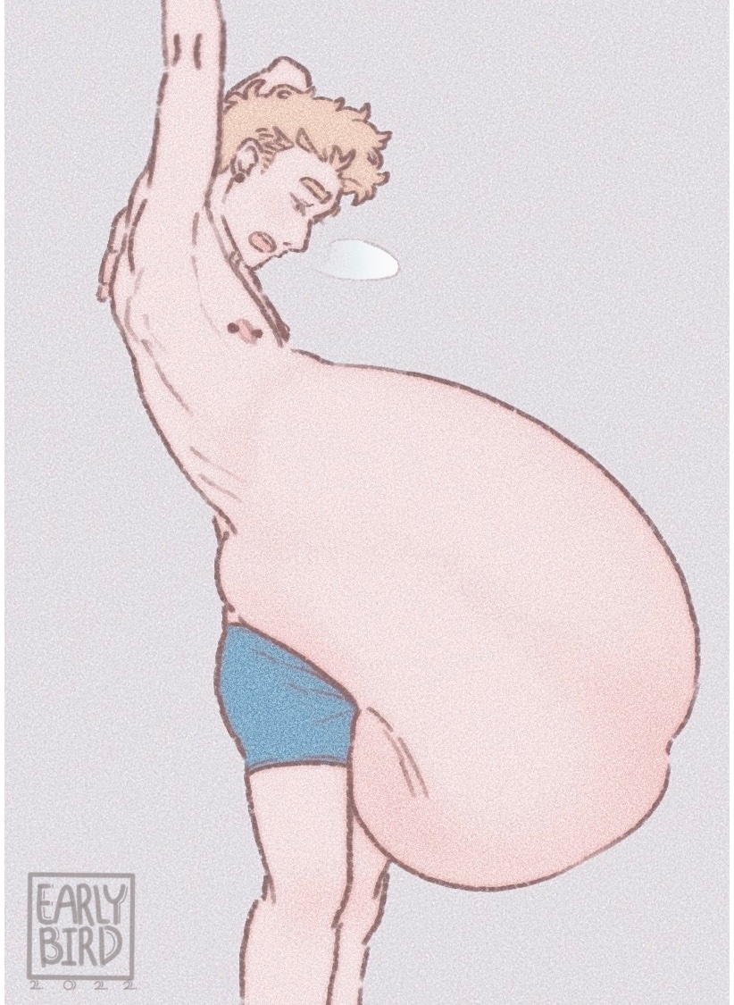 Earlybirdvore's tweet photo. A guy wakes up after a particular gluttonous night, somehow hungry again. Whether he spent last night gorging on food, people, or both, I’ll leave to your imagination 😛🥸

This was meant to be a quick doodle but I couldn’t stop tinkering with it 😩 https://t.co/zgBt88NVxg