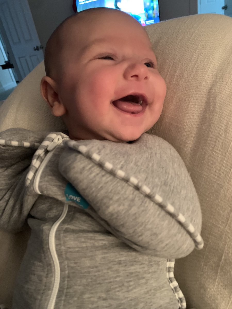 This kid wouldn’t let me sleep in but she has been smiling like this at me for an hour straight which is a pretty good way to wake up. 😍