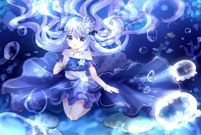 ✦.青い世界のイラストやインテリアが好きです #夏休みはフォロワーさんが増える 