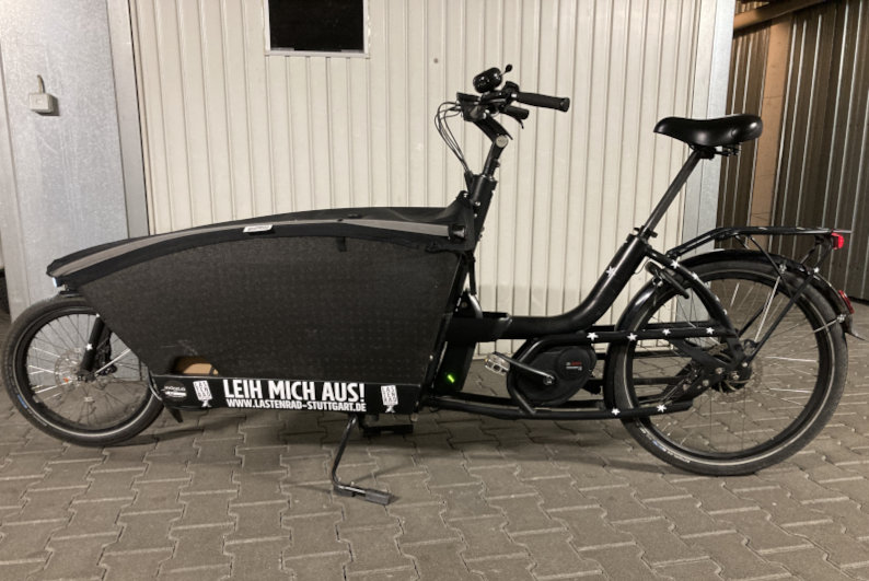 Unsere Familienkutsche "Olga" ist endlich wieder ausleihbar, im Plattsalat im Westen. Hier steht mehr dazu: lastenrad-stuttgart.de/allgemein/olga….