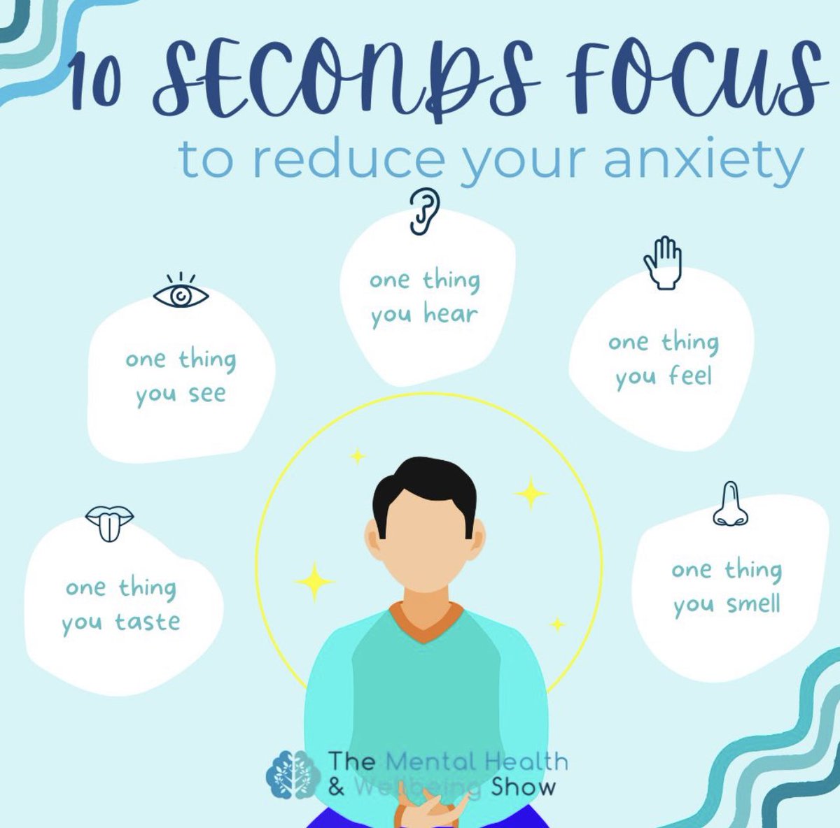mhwshow's tweet photo. Anxiety can be very tricky and it can appear out of nowhere. 
It's our body's built in response that's there to keep us safe.

We know it's hard to manage if it appears unexpected, so here are 5 things you can do to bring your thoughts back to the present moment. https://t.co/JyGftKEcff