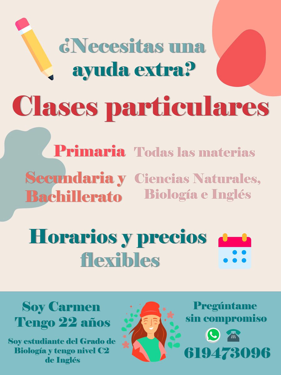 Voy a estar dando clases particulares en Córdoba ✨ si podeis difundirlo os lo agradecería mucho