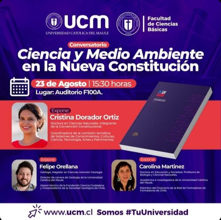 ucatolicamaule's tweet photo. #NuevaConstitución 
Hoy a contar de las 15:30 horas👀

¿Qué pasa con el Medio Ambiente en esta propuesta? 🌍

Te invitamos a conversar y abordar esta temática💬

#Excelencia #ServicioPúblico
Somos #TuUniversidad 😉 https://t.co/CMEWj0zeD3