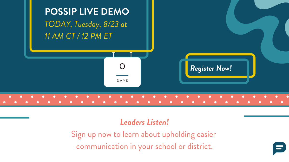 PossipIt's tweet image. This will be a great school year.  Join us today to learn how Possip will help you make that happen! 😀

Register here  👉
hubs.la/Q01jYK_W0 

#Possip #PossipDemo #EdTech