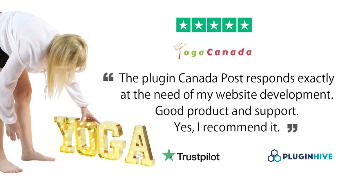 PluginHive's tweet photo. Glad to hear it, Yoga Canadaπ- thanks for the glowing review on Trustpilot.
https://t.co/AqIl58rsUs
#WooCommerce #canadapost #woocommercecanada #trustpilotreview #customertestimonial #customertestimonials #weloveourcustomers #customerappreciationpost π https://t.co/0KX3OvrcKi