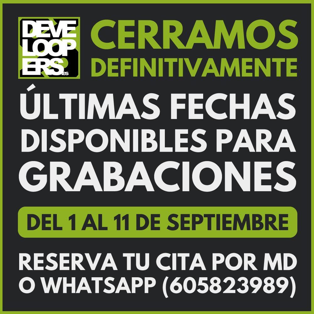 develoopers_es's tweet photo. Hola familia!

Este mes de Septiembre cerramos un ciclo que nos ha permitido trabajar con muchísimos artistas, ya considerados amigos, y disfrutar de grandes momentos grabando más de 400 proyectos en los últimos años.

⬇️ https://t.co/MLXOUaguoR