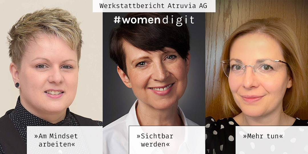 womendigit's tweet photo. Carolin John, Tanja Killmann und Dorota Buczynski gestalten mit im Praxislab "#AgileOrganisation als Chance für Frauen" bei der @atruvia_ag. Über ihre Motive und Erwartungen sprechen sie hier 👉 https://t.co/op4f4tFU5f @INQAde @BMAS_Bund #Experimentierräume #Empowerment https://t.co/8MvbpelC2I