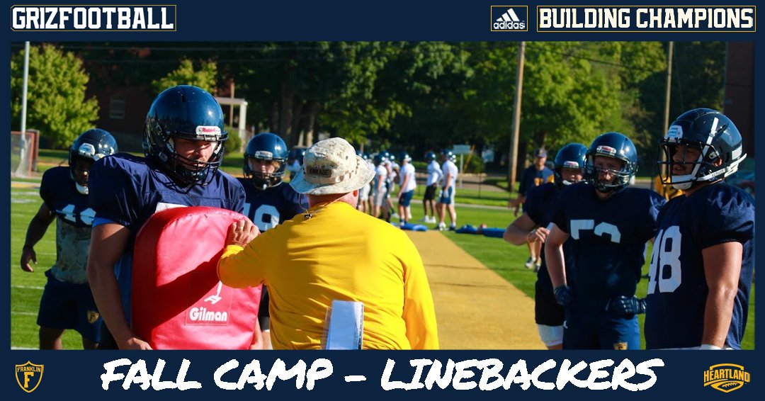 FCGrizFootball's tweet photo. Bridging the gap on defense between the run and pass game, the LBs have been getting after it this camp with Coach Kinkade!
#BuildingChampions https://t.co/vrHqMW7rzG