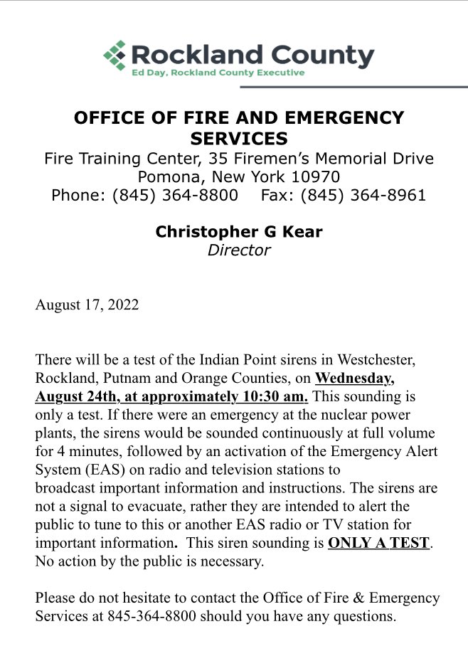 Siren 🚨 test tomorrow 8/24/22