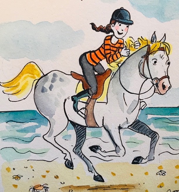 CatelBd's tweet photo. Un dernier galop sur la plage pour Lucrèce ! Le tome 7 de la série «Le monde de Lucrèce» écrit par Anne Goscinny et que j’illustre, éditions Gallimard, paraît à la fin du mois d’août.
@GallimardJeun @Anne_Goscinny
#illustrations #bd #dessins #catelbd #lecture #litterature #lire https://t.co/e9budW0mRU