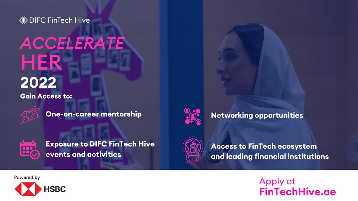 InnovHubDIFC's tweet photo. Are you ready to take the next step in your career?

DIFC FinTech Hive's #AccelerateHERprogramme powered by @HSBC_UAE is a virtual career accelerator that aims to equip young aspiring female executives with the necessary tools and experience to broaden their knowledge and reach.. https://t.co/suJYtBHj57