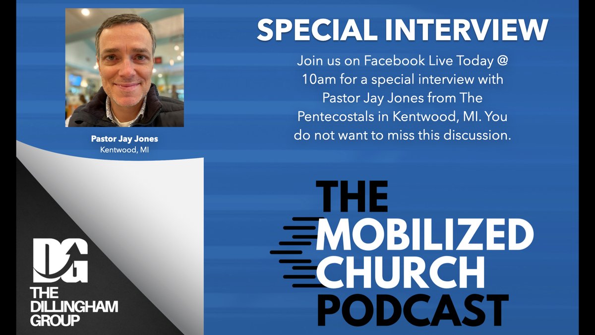 DillinghamGroup's tweet photo. Stoked about our interview today with Pastor Jay Jones (@jabezstone) from Kentwood, MI. You do not want to miss today's discussion. See you around 10am! https://t.co/TwVrN3IT3a